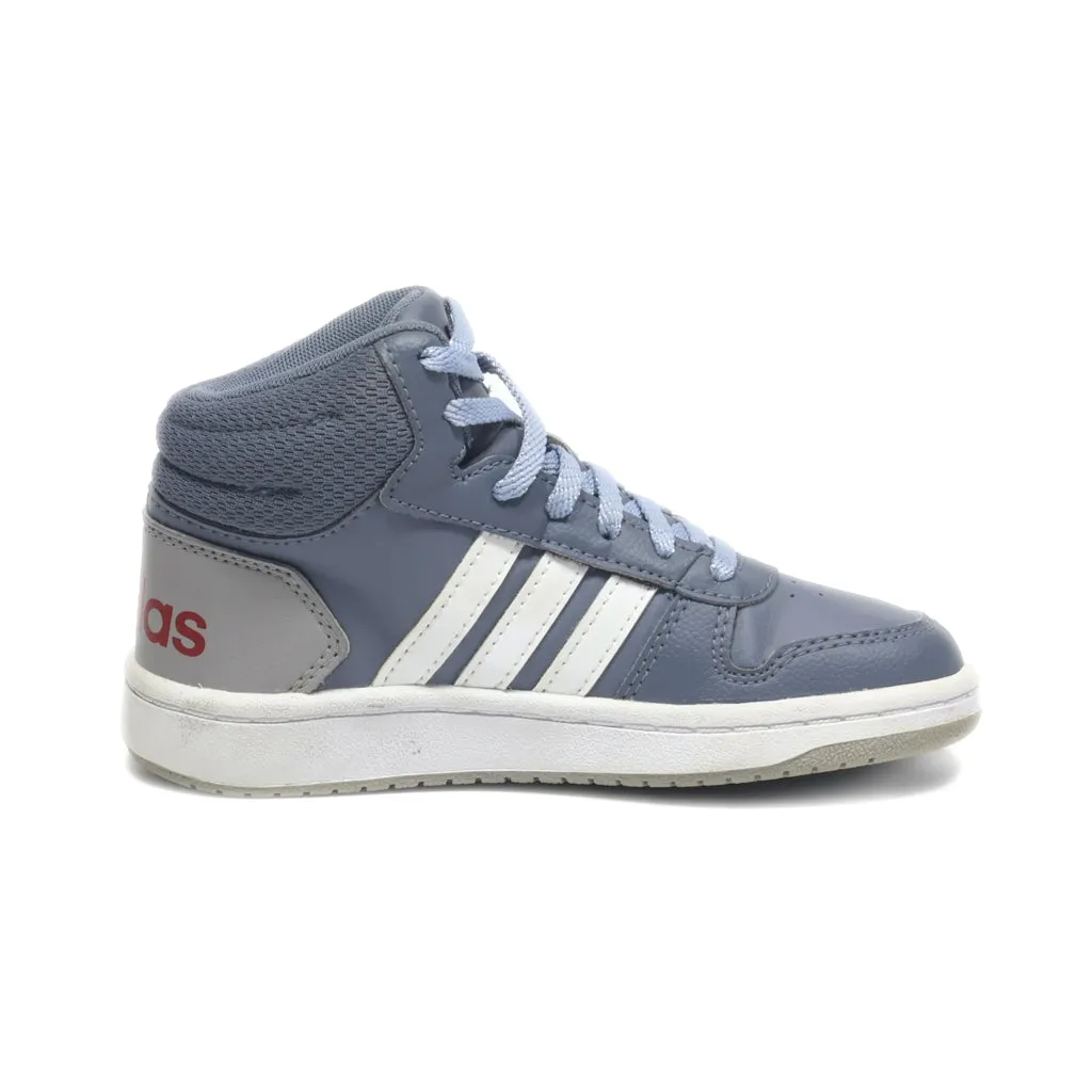 Adidas Hoops Mid Sneakers Leather Grey Colour For Kids