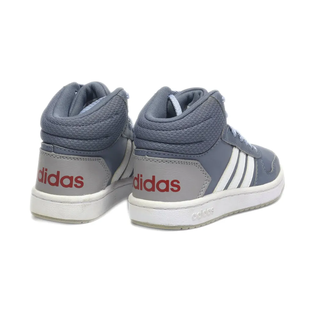 Adidas Hoops Mid Sneakers Leather Grey Colour For Kids