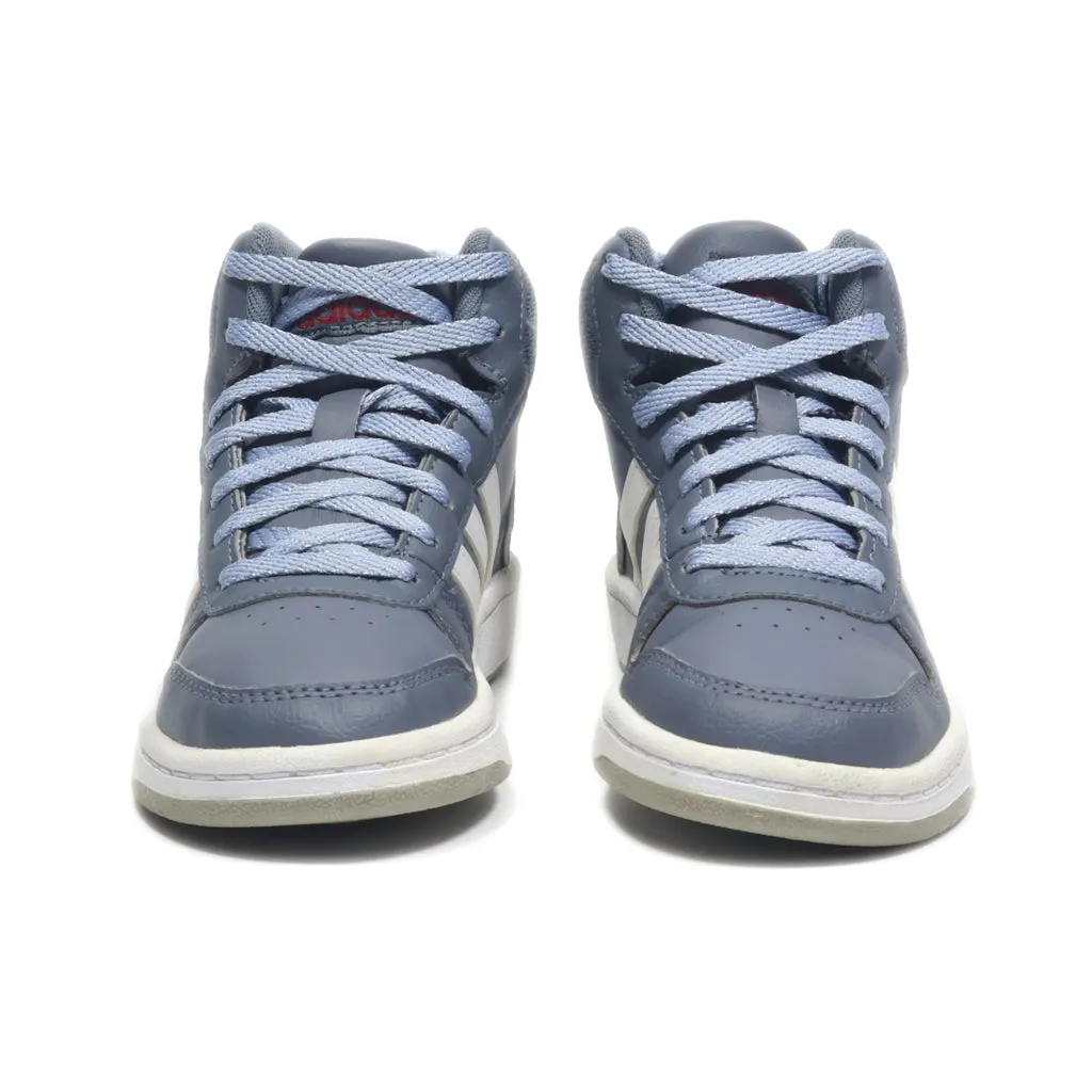 Adidas Hoops Mid Sneakers Leather Grey Colour For Kids