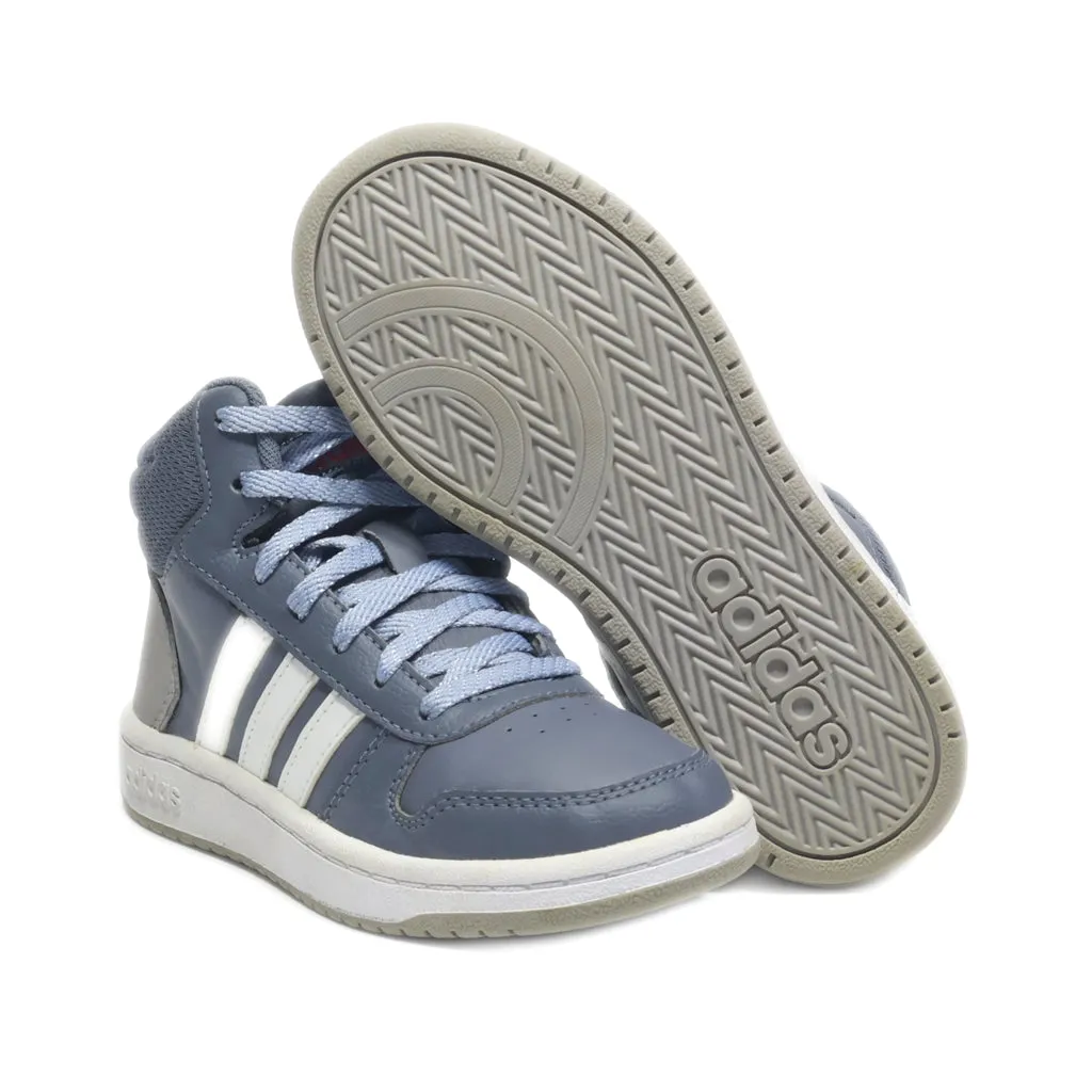 Adidas Hoops Mid Sneakers Leather Grey Colour For Kids