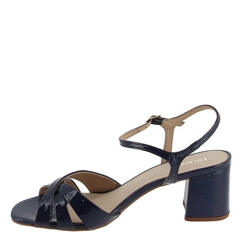 Brazilio 59136 Navy Patent Block Heel Sandal