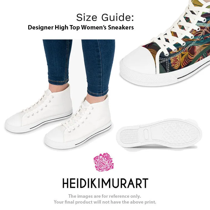 Bright Orange Ladies' High Tops, Solid Color Best Women's High Top Sneakers Canvas Tennis Shoes