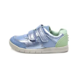 Clarks Clarks Toddler Girls Rex Quest Mid Blue Leather Shoes Sneakers Leather Blue Colour For Kids