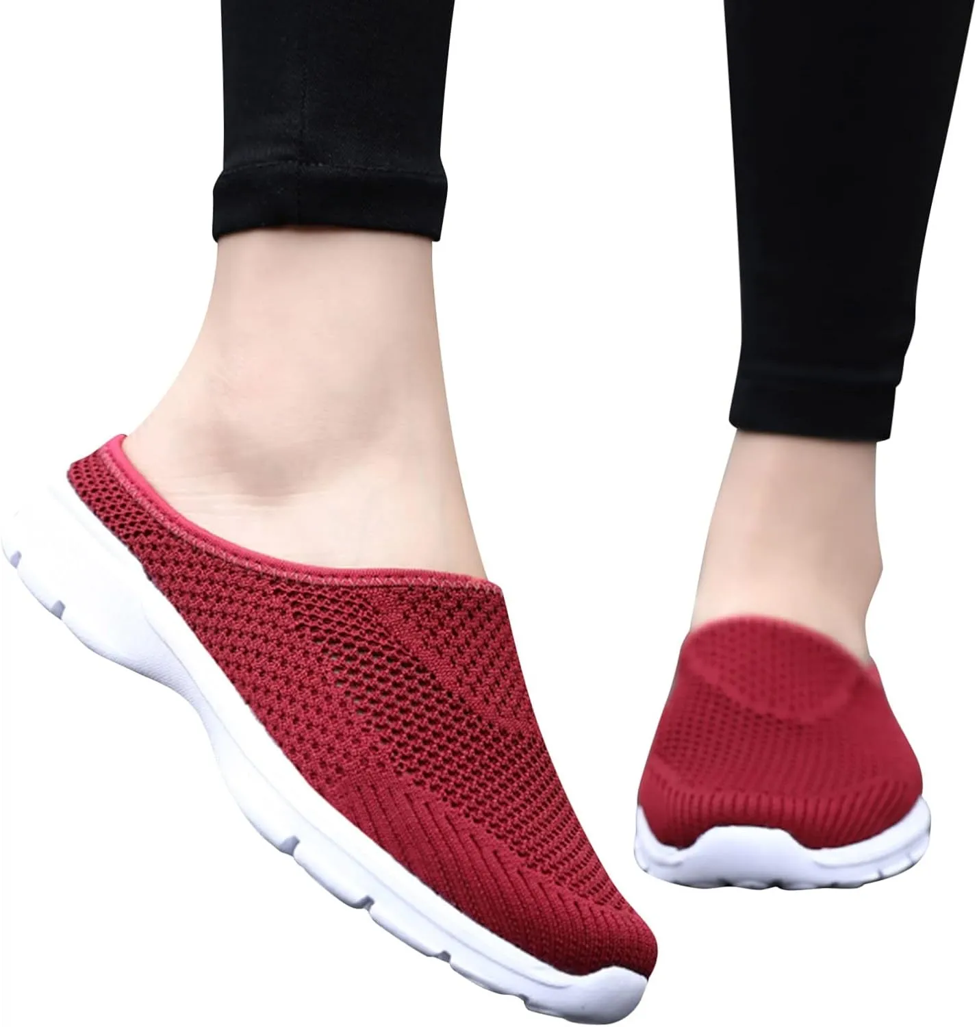 CsgrFagr Women Breathable Lace Up Shoes Flats Casual Shoes Unisex Lightweight Work Shoes Sporty Breathable Slip Work Trainers Mens Water Socks Size 9 (Red, 9)