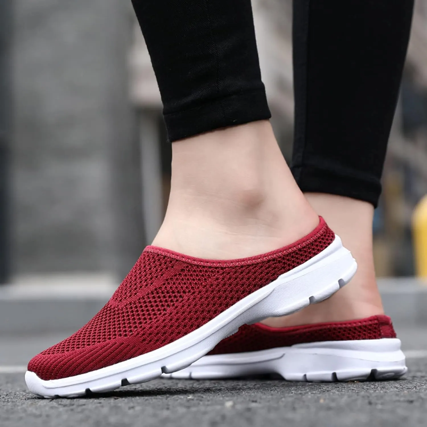 CsgrFagr Women Breathable Lace Up Shoes Flats Casual Shoes Unisex Lightweight Work Shoes Sporty Breathable Slip Work Trainers Mens Water Socks Size 9 (Red, 9)