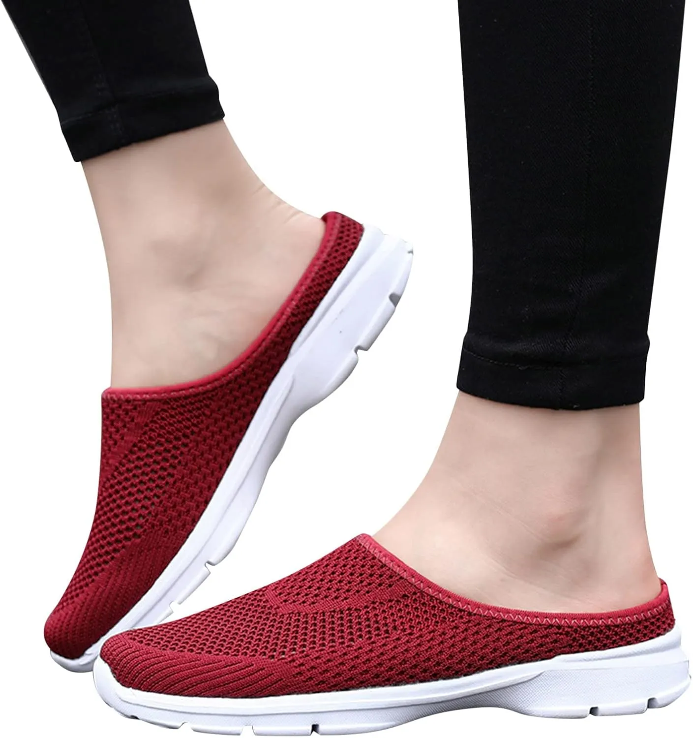 CsgrFagr Women Breathable Lace Up Shoes Flats Casual Shoes Unisex Lightweight Work Shoes Sporty Breathable Slip Work Trainers Mens Water Socks Size 9 (Red, 9)