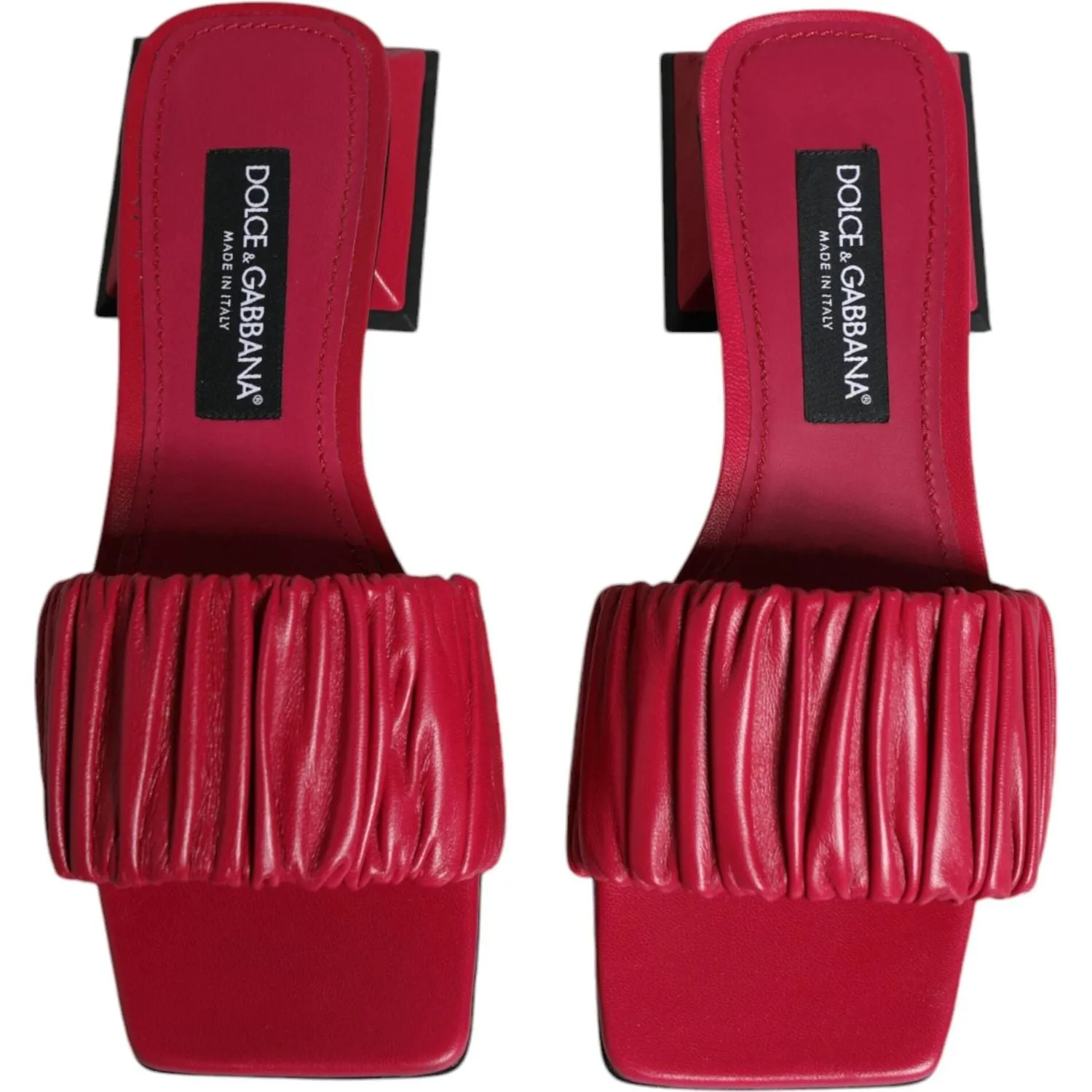 Dolce & Gabbana Fuchsia Leather Slides Flats Sandals Shoes