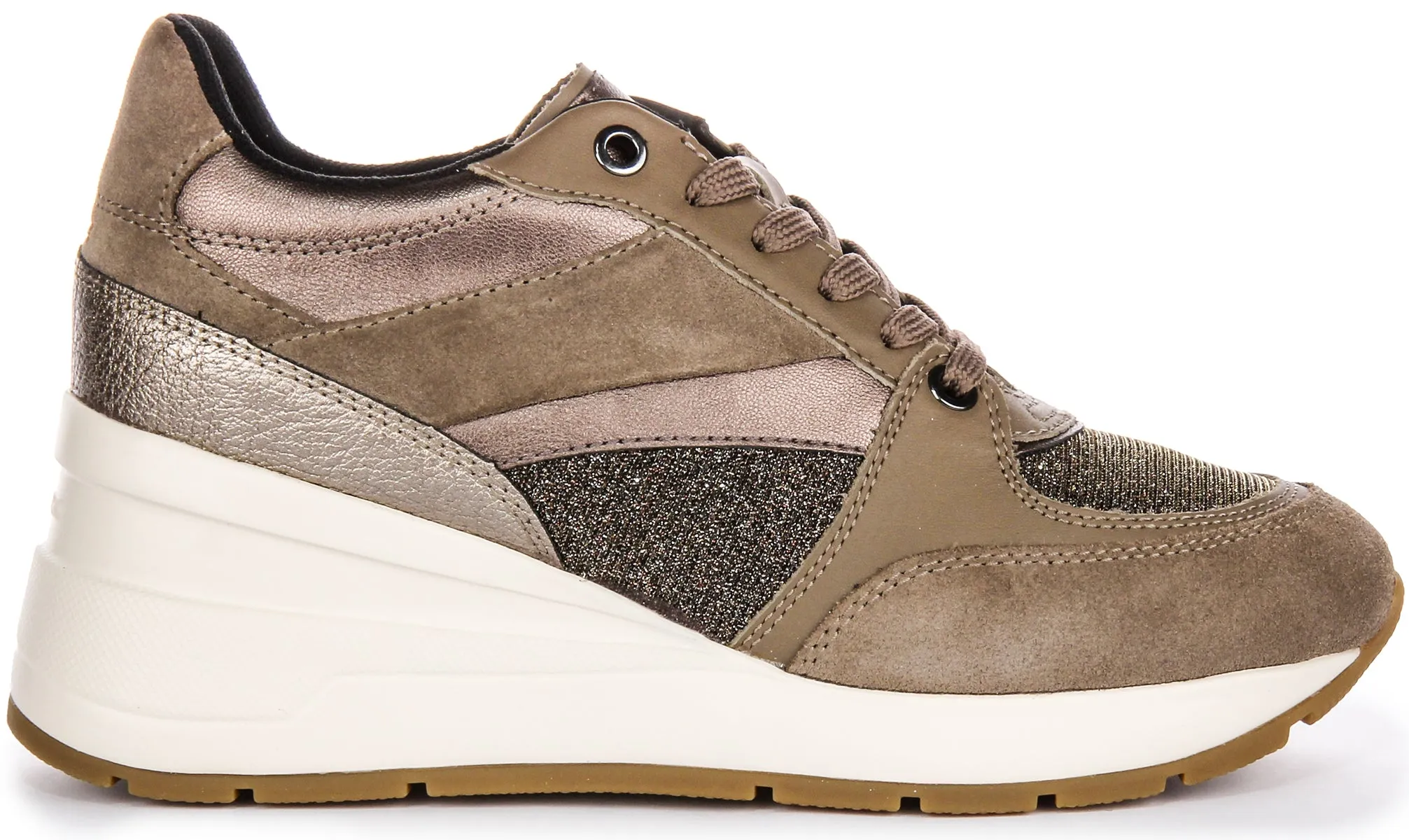 Geox D Zosma A In Taupe Platform Sneakers For Women