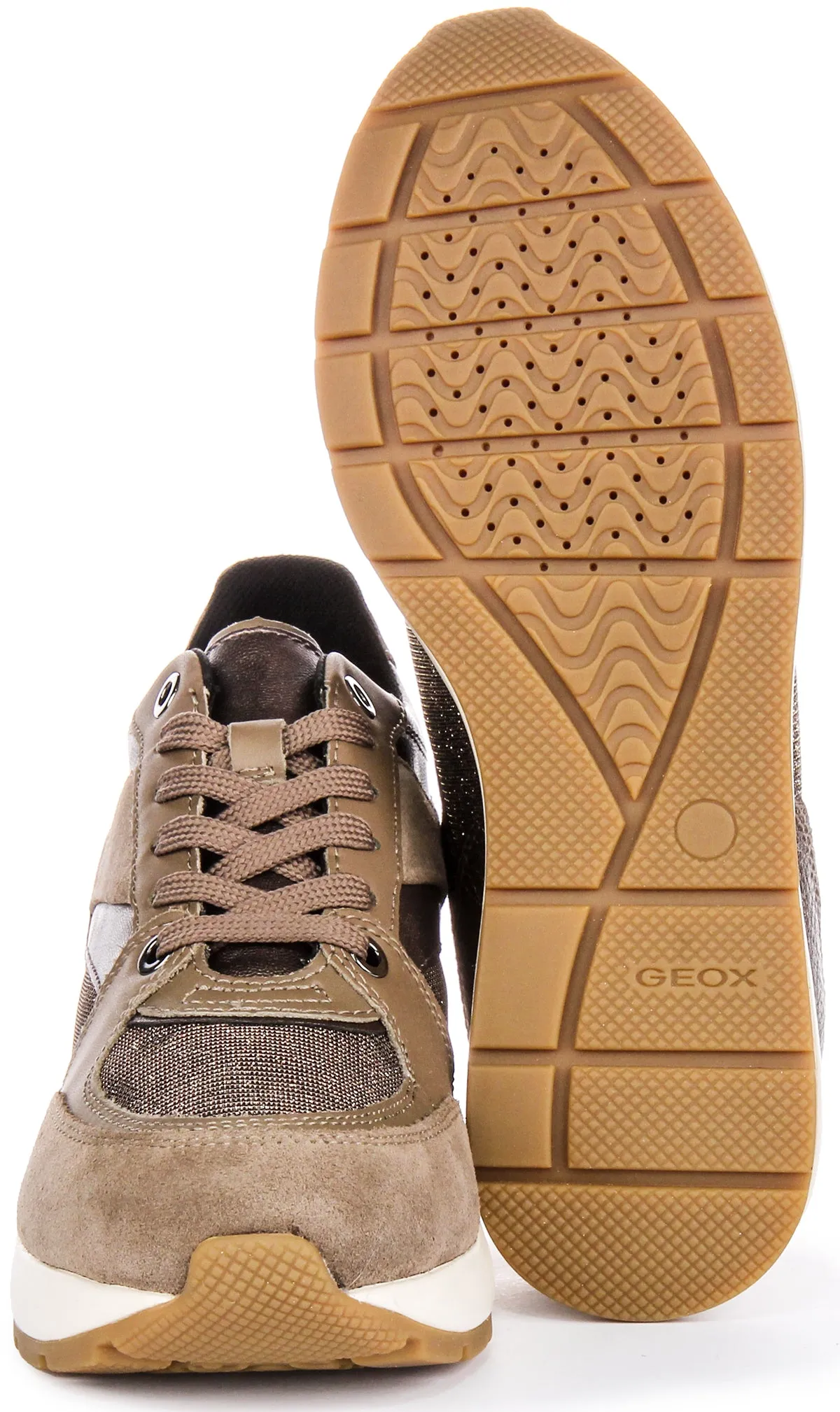 Geox D Zosma A In Taupe Platform Sneakers For Women