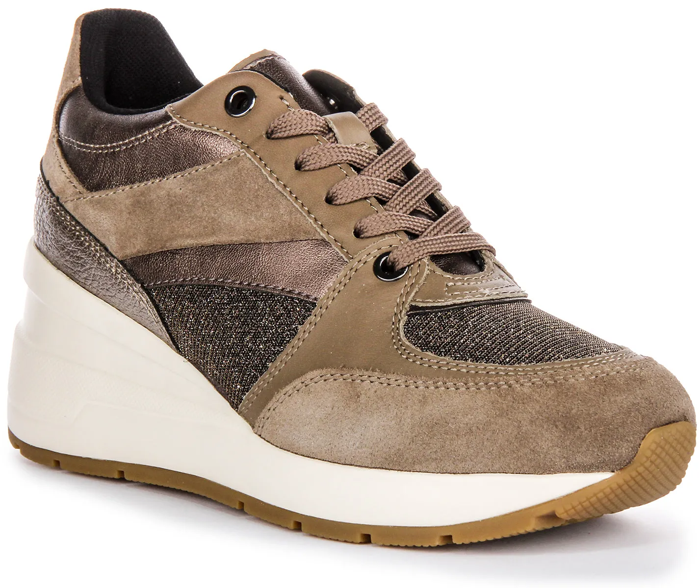 Geox D Zosma A In Taupe Platform Sneakers For Women