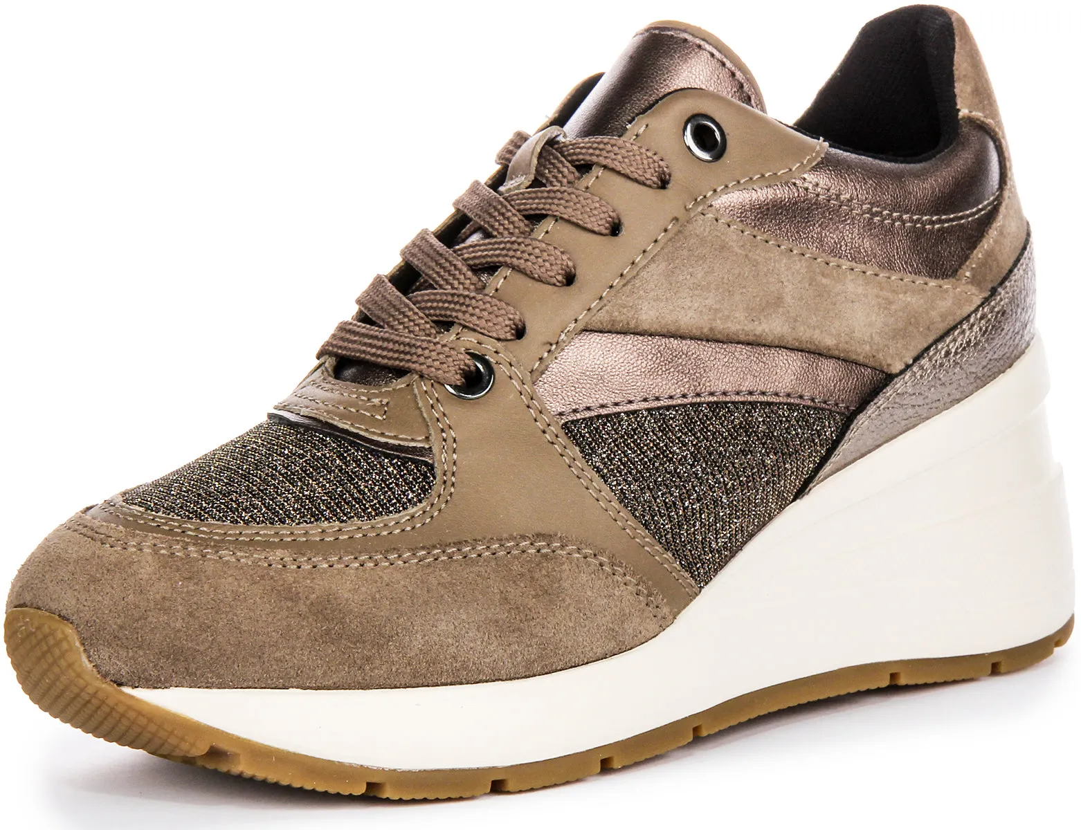 Geox D Zosma A In Taupe Platform Sneakers For Women