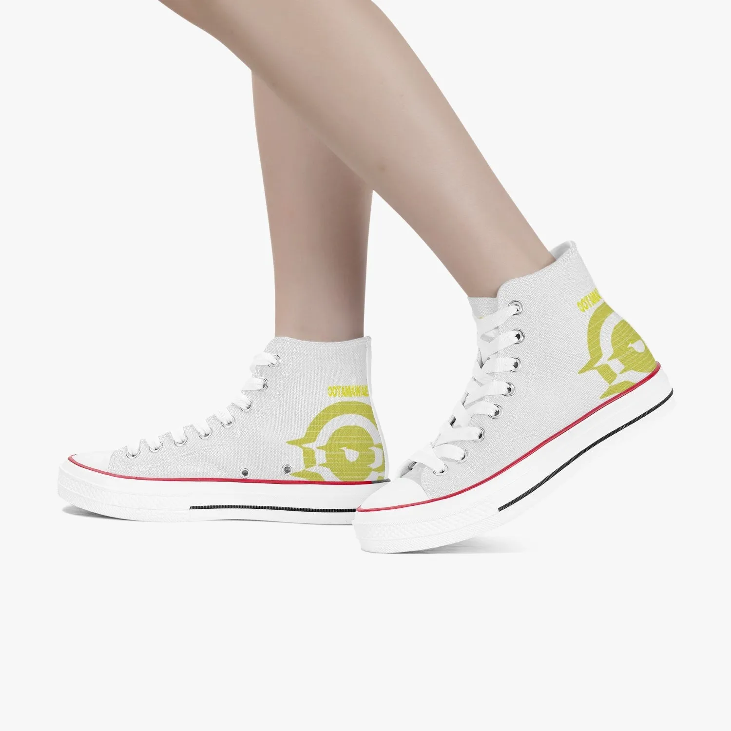 High-Top Canvas Shoes - White/ Yellow logo