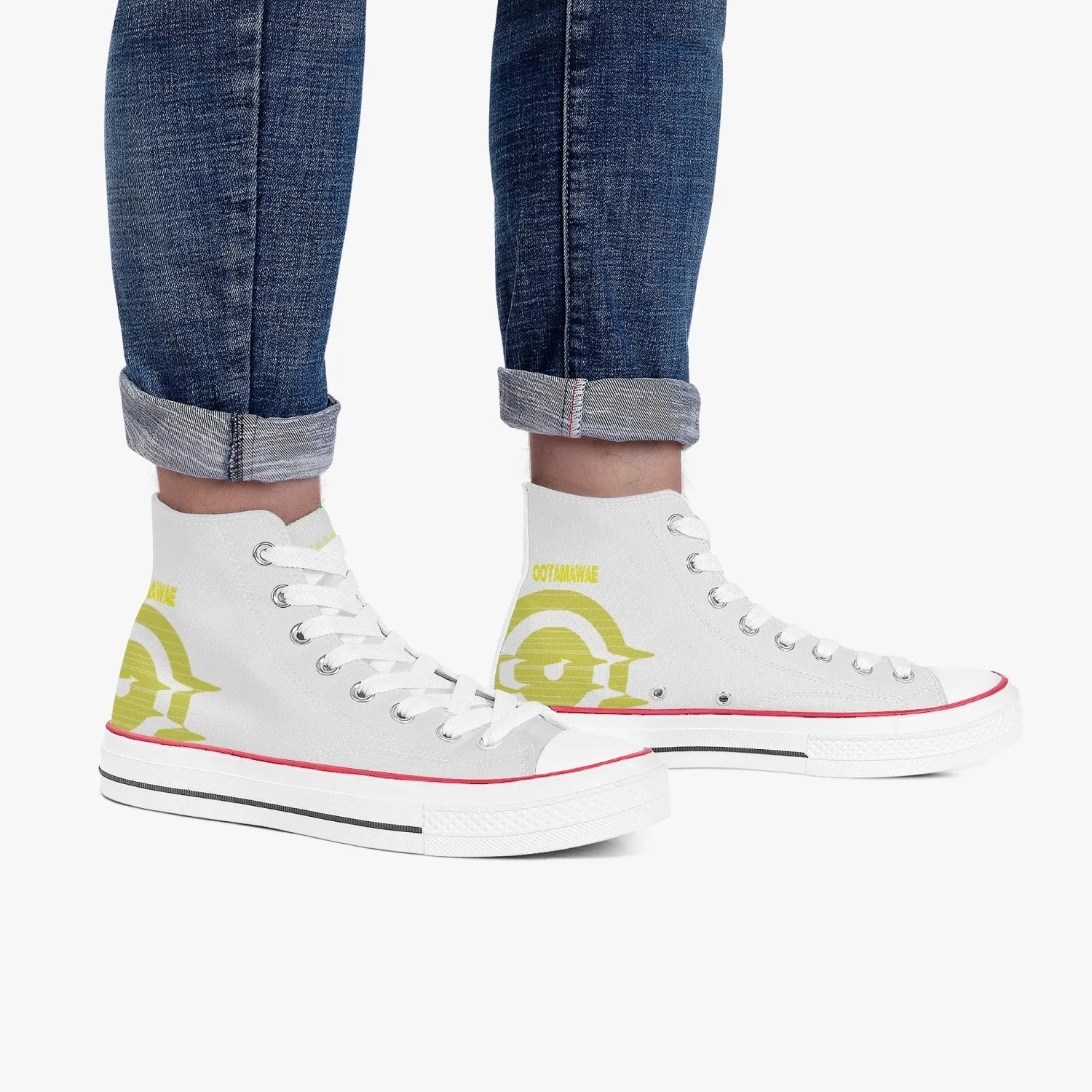 High-Top Canvas Shoes - White/ Yellow logo