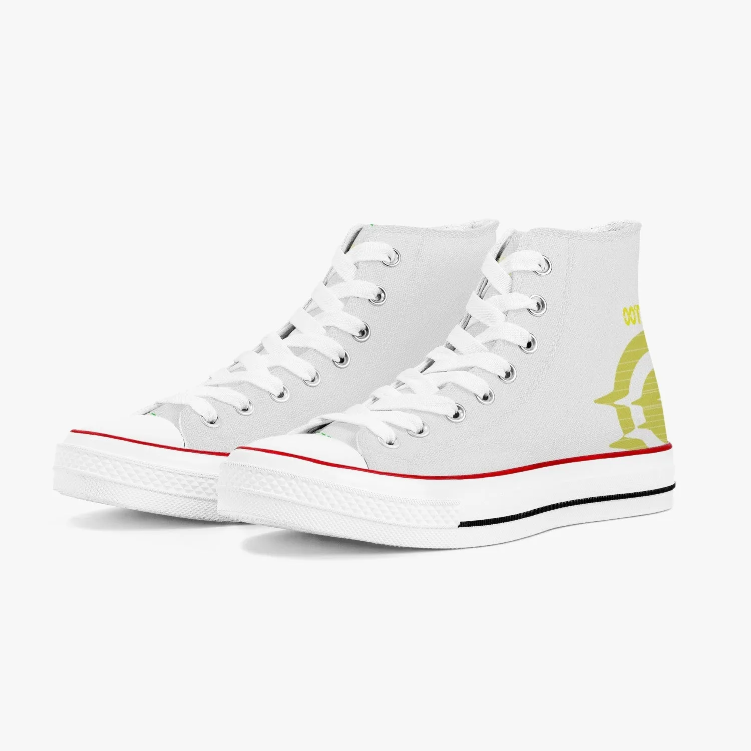 High-Top Canvas Shoes - White/ Yellow logo