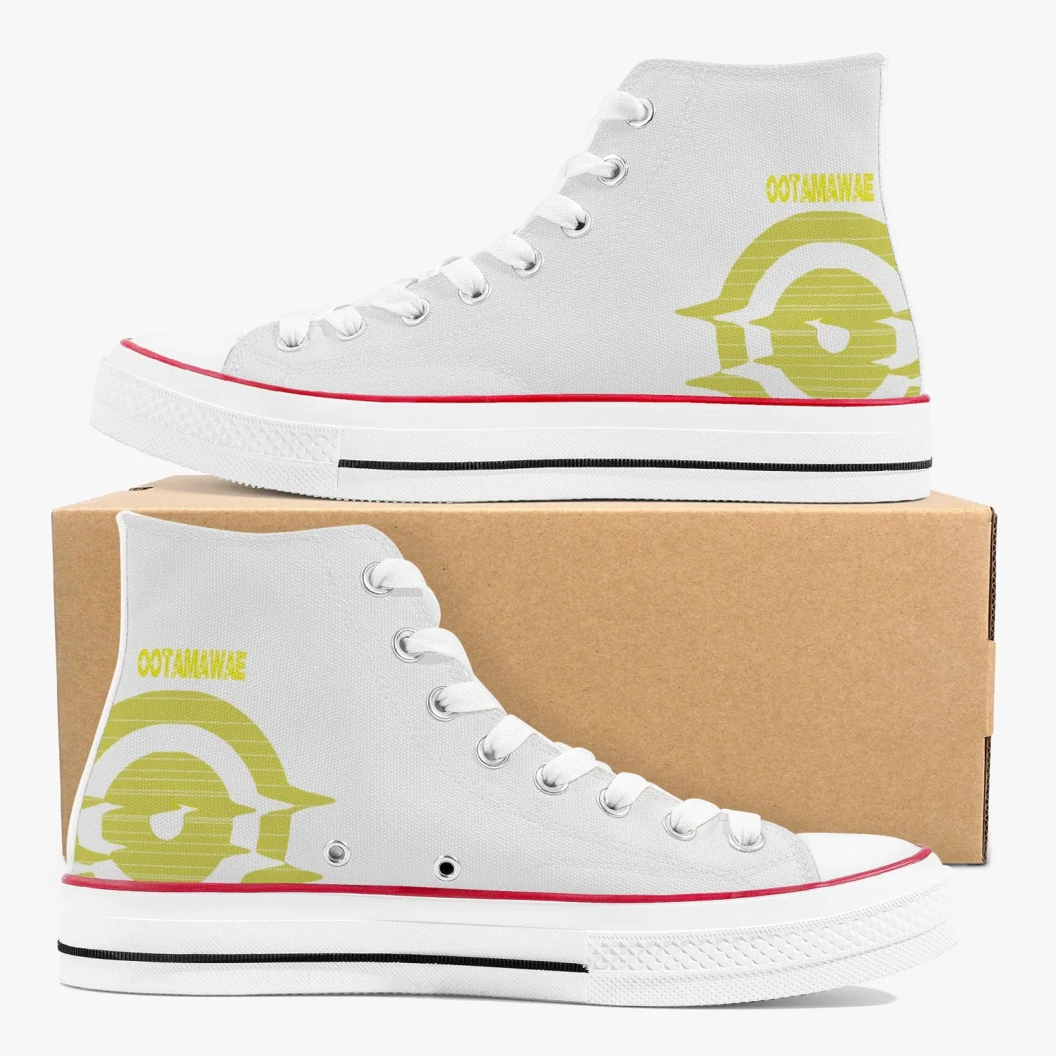 High-Top Canvas Shoes - White/ Yellow logo