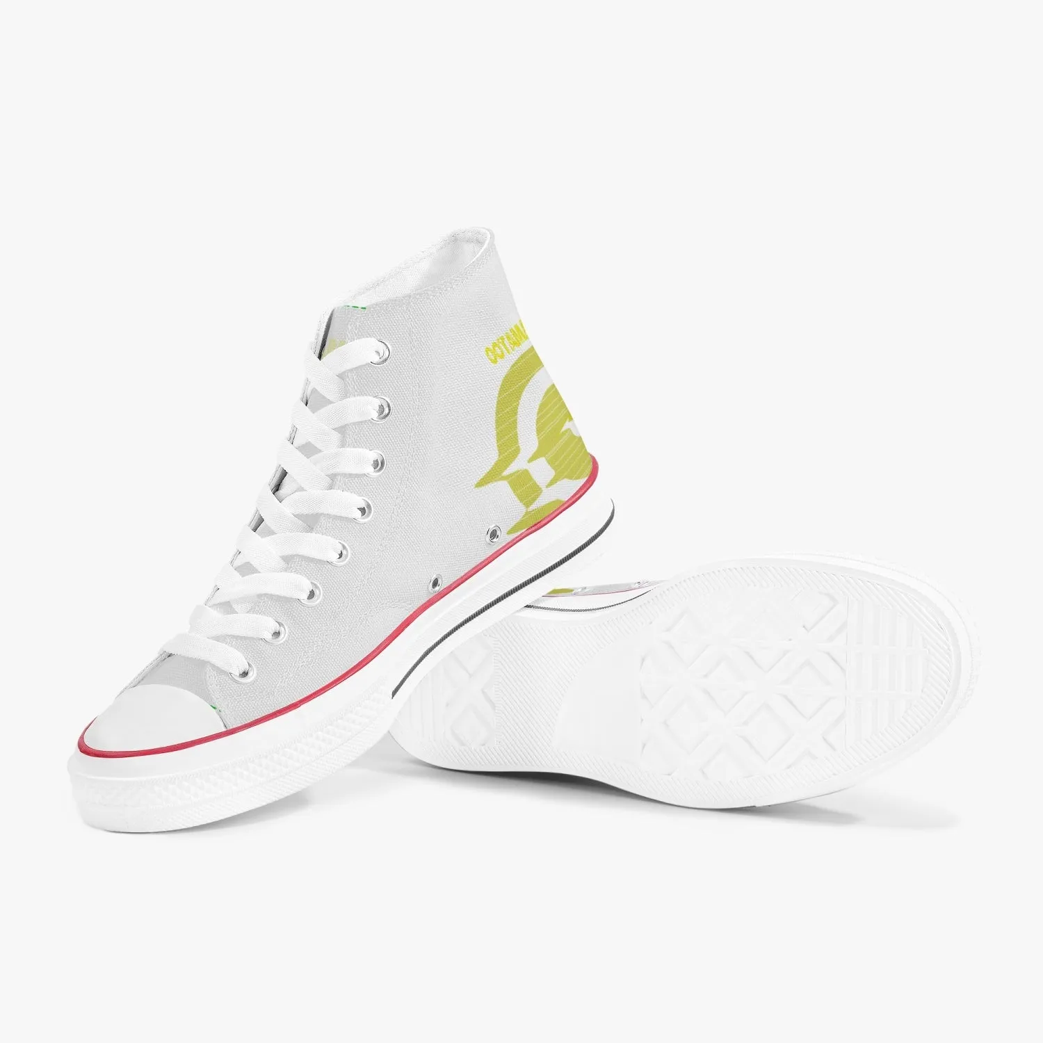 High-Top Canvas Shoes - White/ Yellow logo