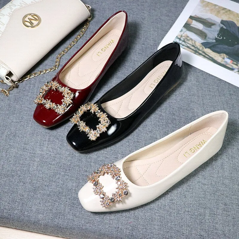 Hnzxzm Fashion Office Lady Shoes Women Flats Spring Summer Woman Boat Shoes Single Ladies Elegant Black Red Plus Size 42 A4889