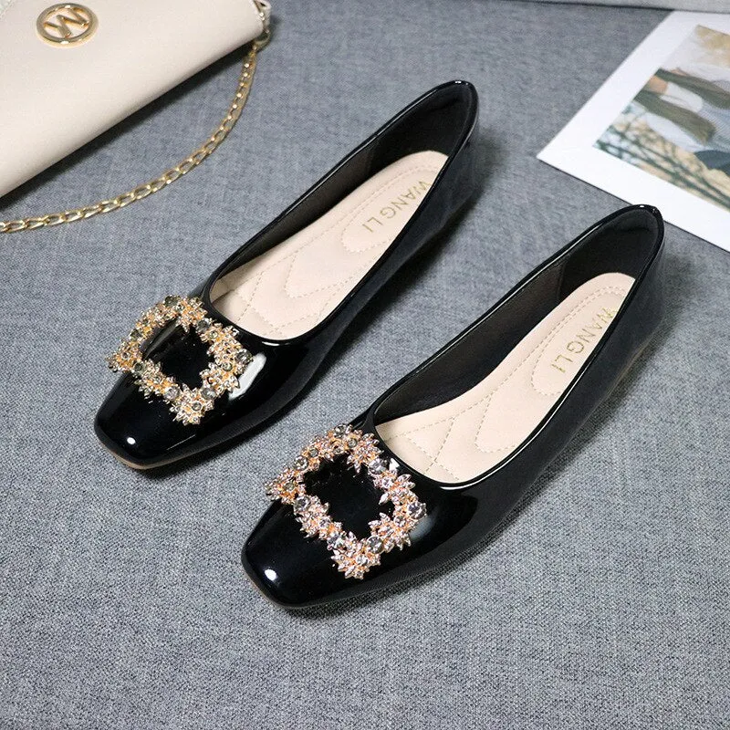 Hnzxzm Fashion Office Lady Shoes Women Flats Spring Summer Woman Boat Shoes Single Ladies Elegant Black Red Plus Size 42 A4889