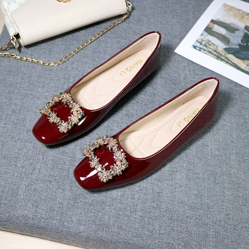 Hnzxzm Fashion Office Lady Shoes Women Flats Spring Summer Woman Boat Shoes Single Ladies Elegant Black Red Plus Size 42 A4889