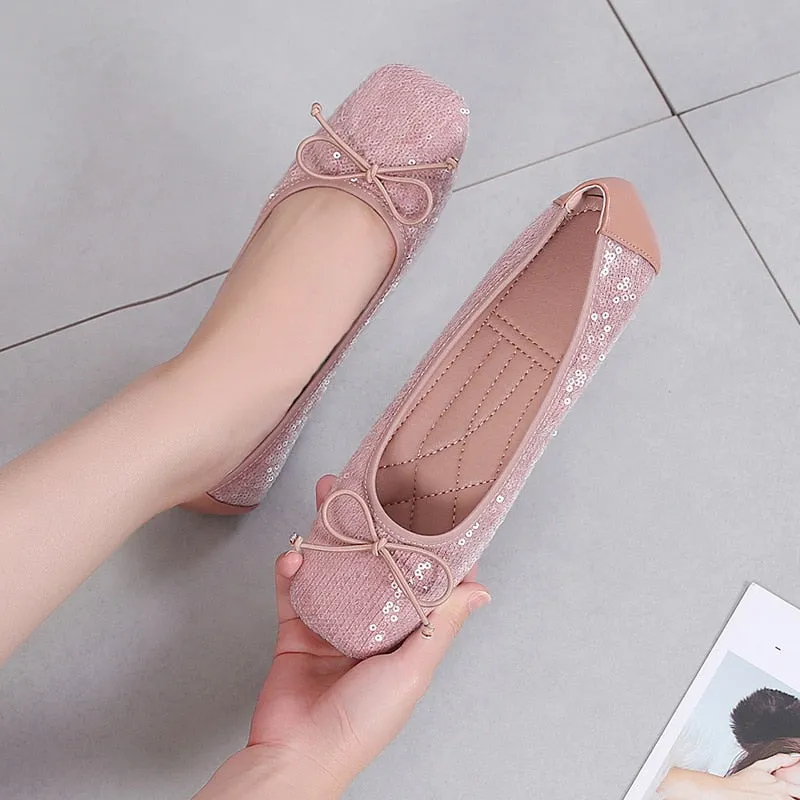 Hnzxzm Fashion Spring Shoes Women Flats Elegant Office Lady Shoes Black Pink Plus Size 42 A3298