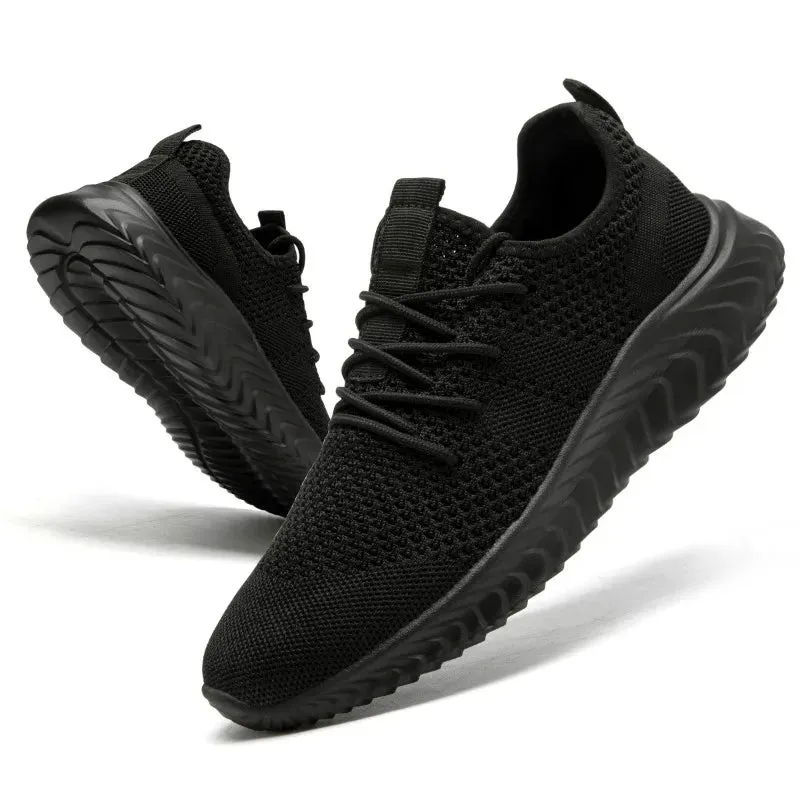 Hnzxzm Running Walking Shoes For Men Fashion Casual Sneakers Breathable Sport Athletic Loafers Male Black Vulcanized Footwear