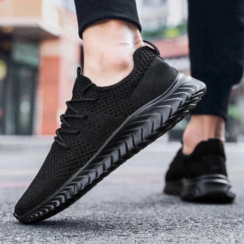 Hnzxzm Running Walking Shoes For Men Fashion Casual Sneakers Breathable Sport Athletic Loafers Male Black Vulcanized Footwear