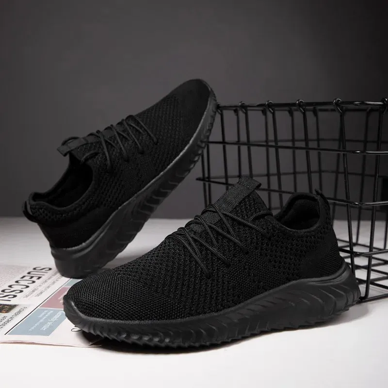 Hnzxzm Running Walking Shoes For Men Fashion Casual Sneakers Breathable Sport Athletic Loafers Male Black Vulcanized Footwear