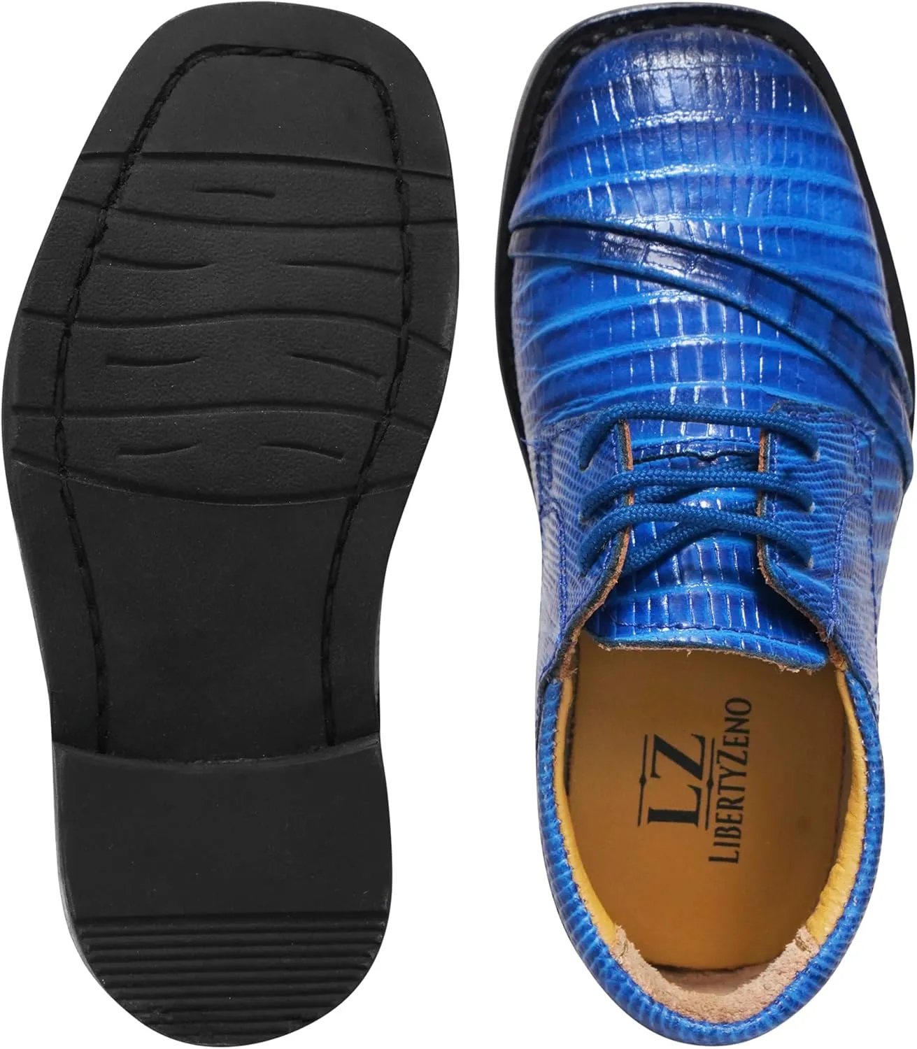 LIBERTYZENO Boys Animal Print Genuine Leather Kids Toddlers Lace Up Oxford Dress Shoes for Easter Gift