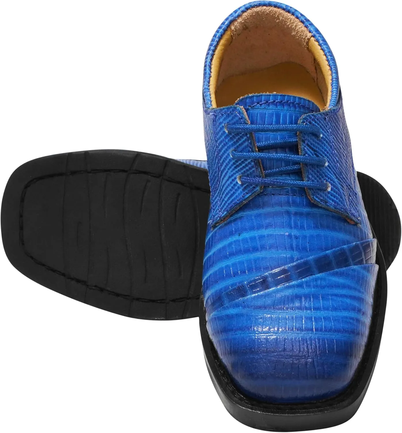 LIBERTYZENO Boys Animal Print Genuine Leather Kids Toddlers Lace Up Oxford Dress Shoes for Easter Gift