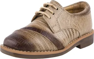 LIBERTYZENO Boys Animal Print Genuine Leather Kids Toddlers Lace Up Oxford Dress Shoes for Easter Gift