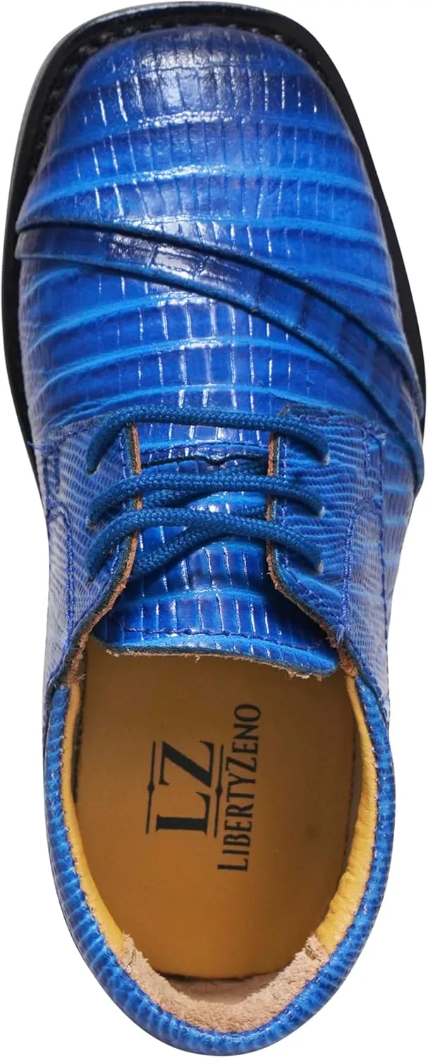 LIBERTYZENO Boys Animal Print Genuine Leather Kids Toddlers Lace Up Oxford Dress Shoes for Easter Gift