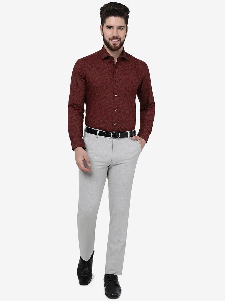 Light Grey Solid Slim Fit Formal Trouser | JB Studio