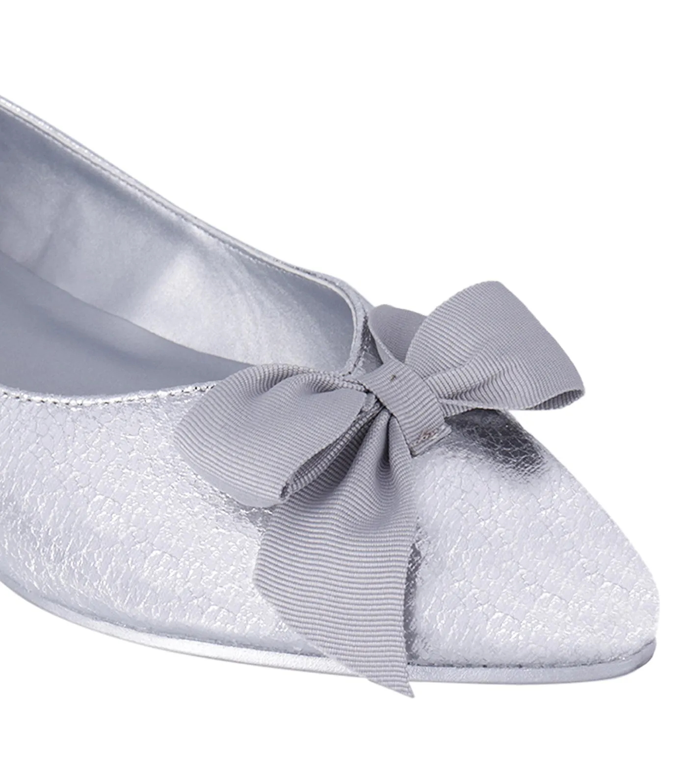 Lily Bow Flats Silver Crackle
