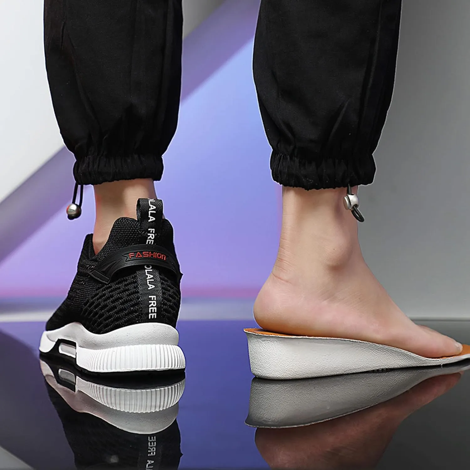 Men's Elevator Shoes Invisible Height Increase Sporty Sneakers Casual Lace Up Shoes Make You Taller Hight - 6cm / 2.36 Inches - Hidden Heel