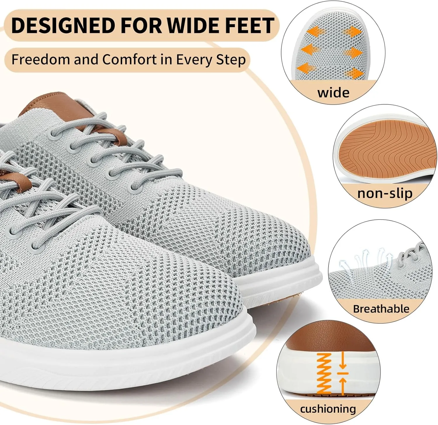 Men's Wide Toe Box Sneaker Casual Business Shoes | Breathable, Slip-Resistant, and Long-Lasting | Perfect for Office or Casual Wear | All-Day Comfort