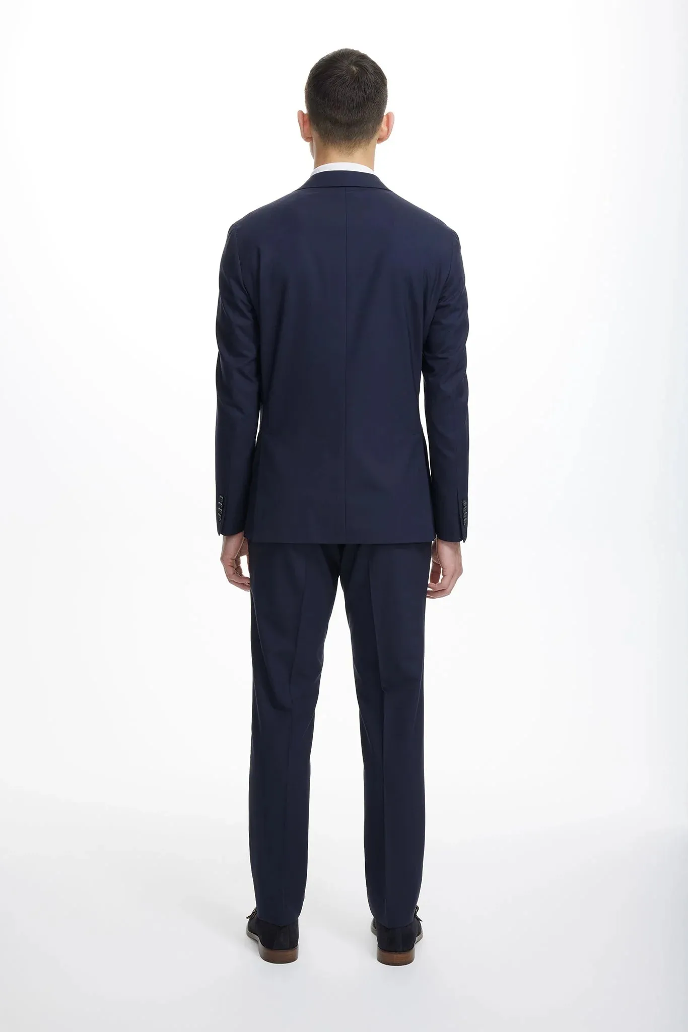 Navy Blue Dean Contemporary Fit Wool Stretch Suit - Jack Victor