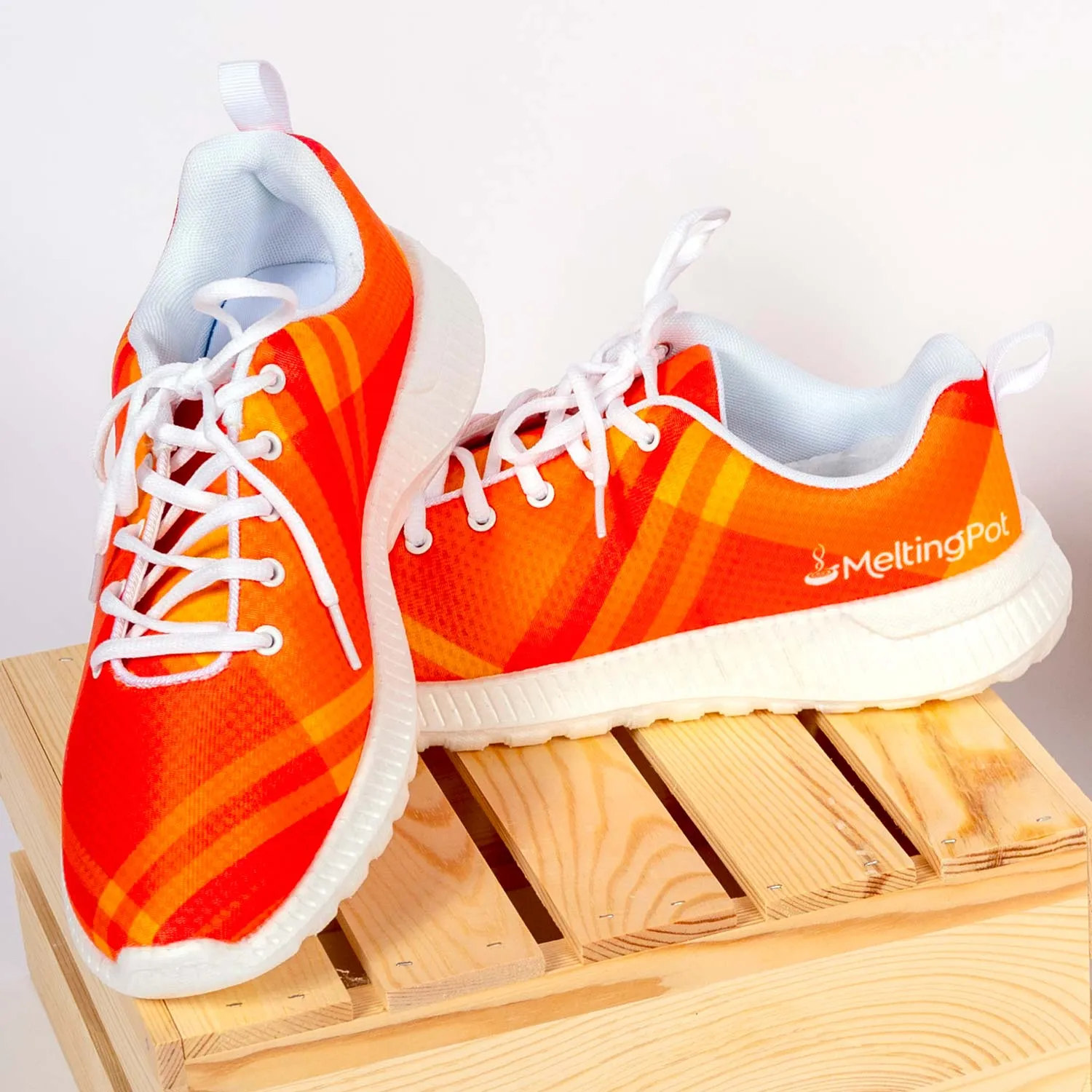 Orange Plaid Tennis Shoes
