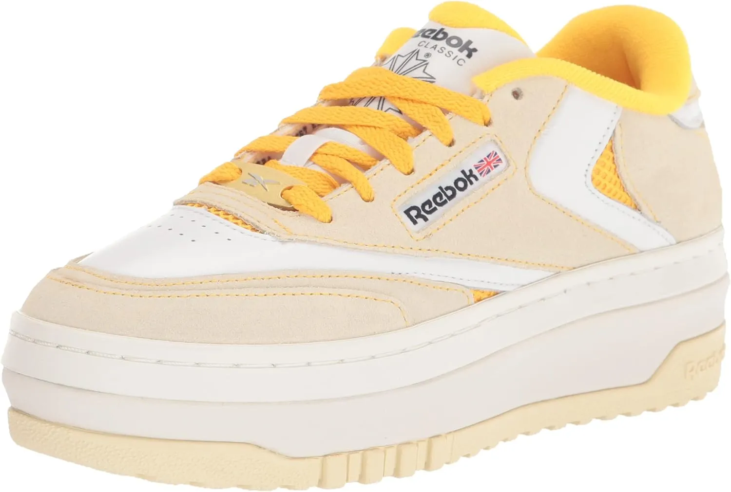 Reebok Women's Club C Extra Sneaker, Pure Grey/RETYEL/POWNAV, 9.5