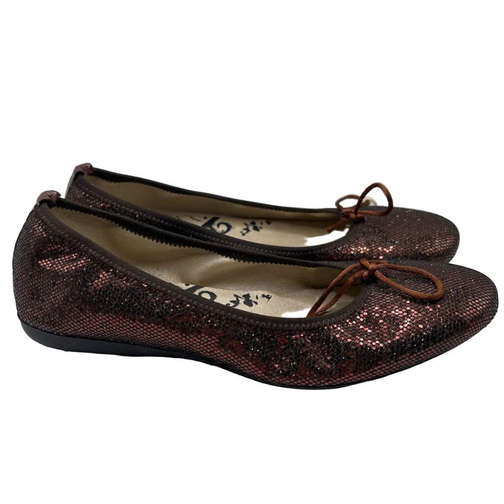 Slip-on Flats - String Bow, Glittery