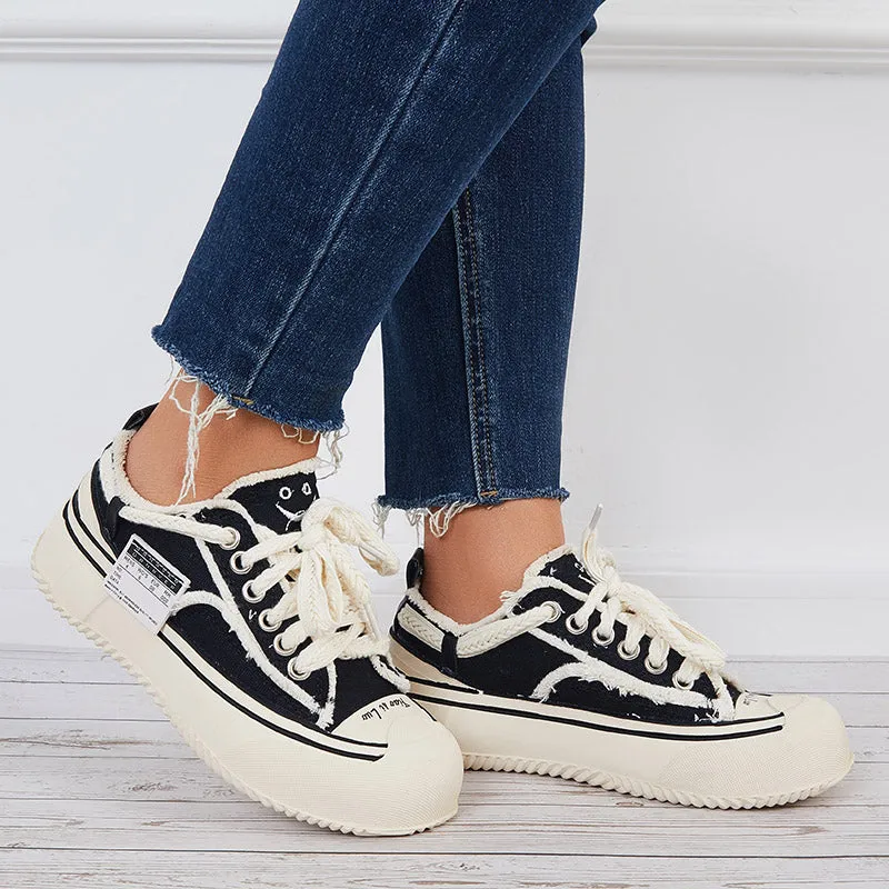 Sohiwoo  Women Chunky Sneakers Casual Platform Walking Shoes Casual Daily Black Shoes