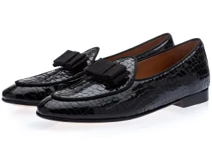 TANGERINE 3 CROCOLUX BLACK BELGIAN LOAFERS TANGERINE 3 CROCOLUX BLACK BELGIAN LOAFERS