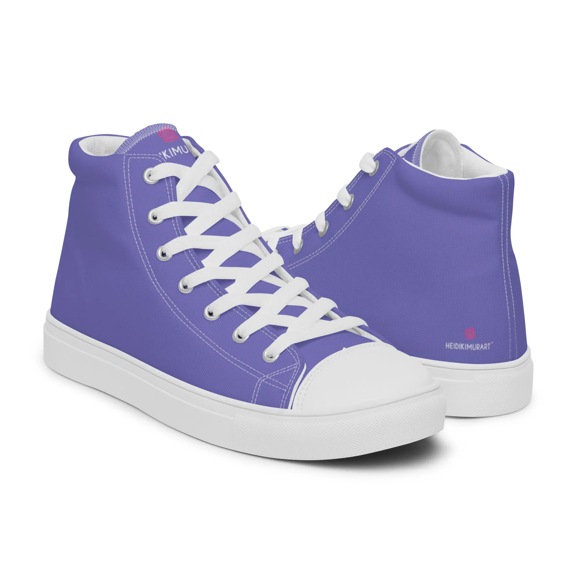 Violet Men's High Tops, Solid Color Men’s high top canvas shoes