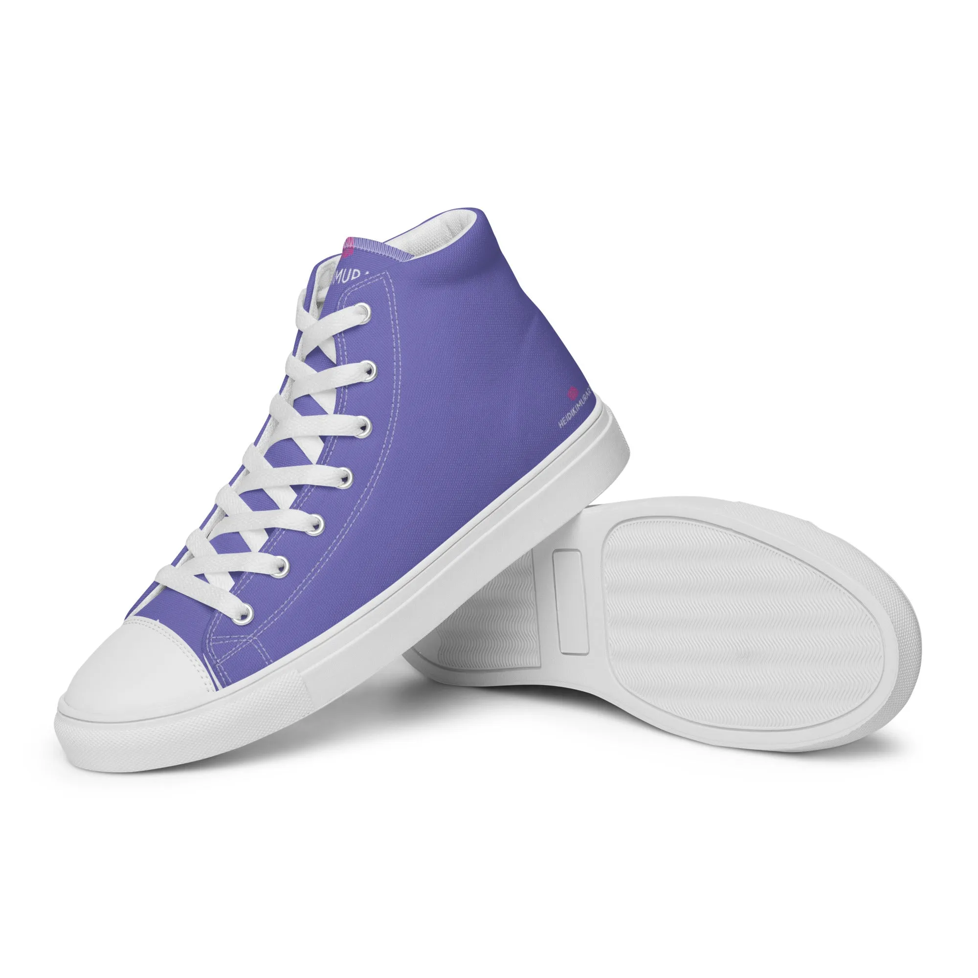 Violet Men's High Tops, Solid Color Men’s high top canvas shoes