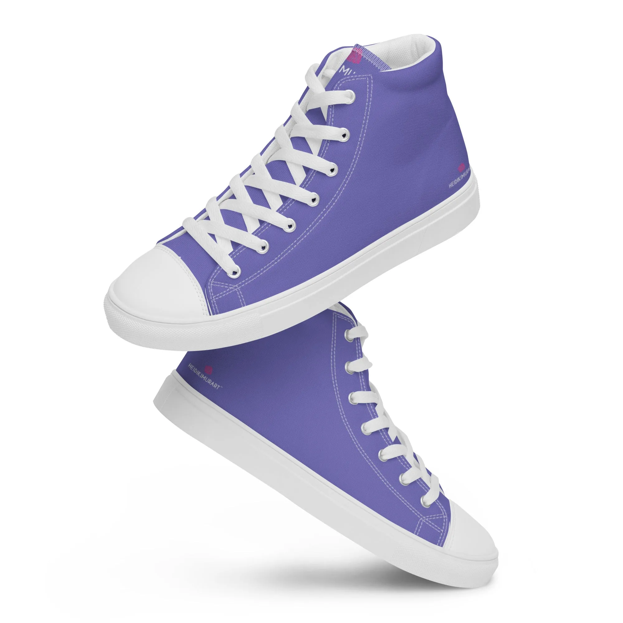Violet Men's High Tops, Solid Color Men’s high top canvas shoes