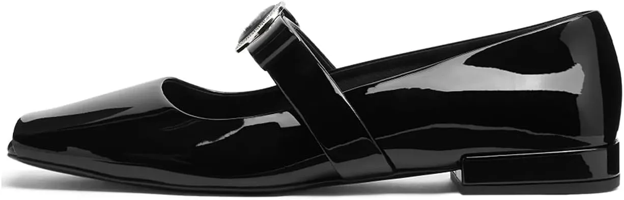Women's Mary Jane Ballet Flat Shoes with Bows Slingback Strap Block Chunky Heel Ballerina Flats Closed Square Toe Comfortable Casual Dress Loafer Shoes Ladies Metallic Fabric