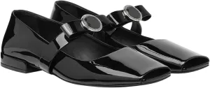 Women's Mary Jane Ballet Flat Shoes with Bows Slingback Strap Block Chunky Heel Ballerina Flats Closed Square Toe Comfortable Casual Dress Loafer Shoes Ladies Metallic Fabric